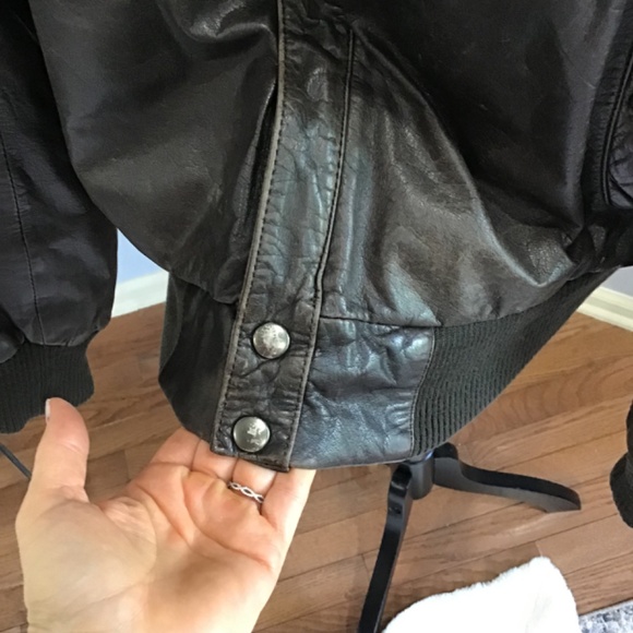 U2 Wear Me Out Mens Size 42 Vintage Brown Bomber Jacket 100% Genuine Leather 90s - Picture 3 of 16